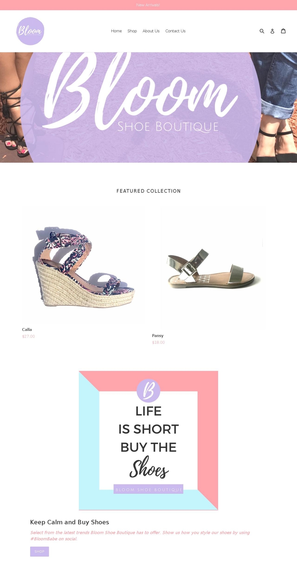 bloomshoeboutique.com — Shopify storefront screenshot