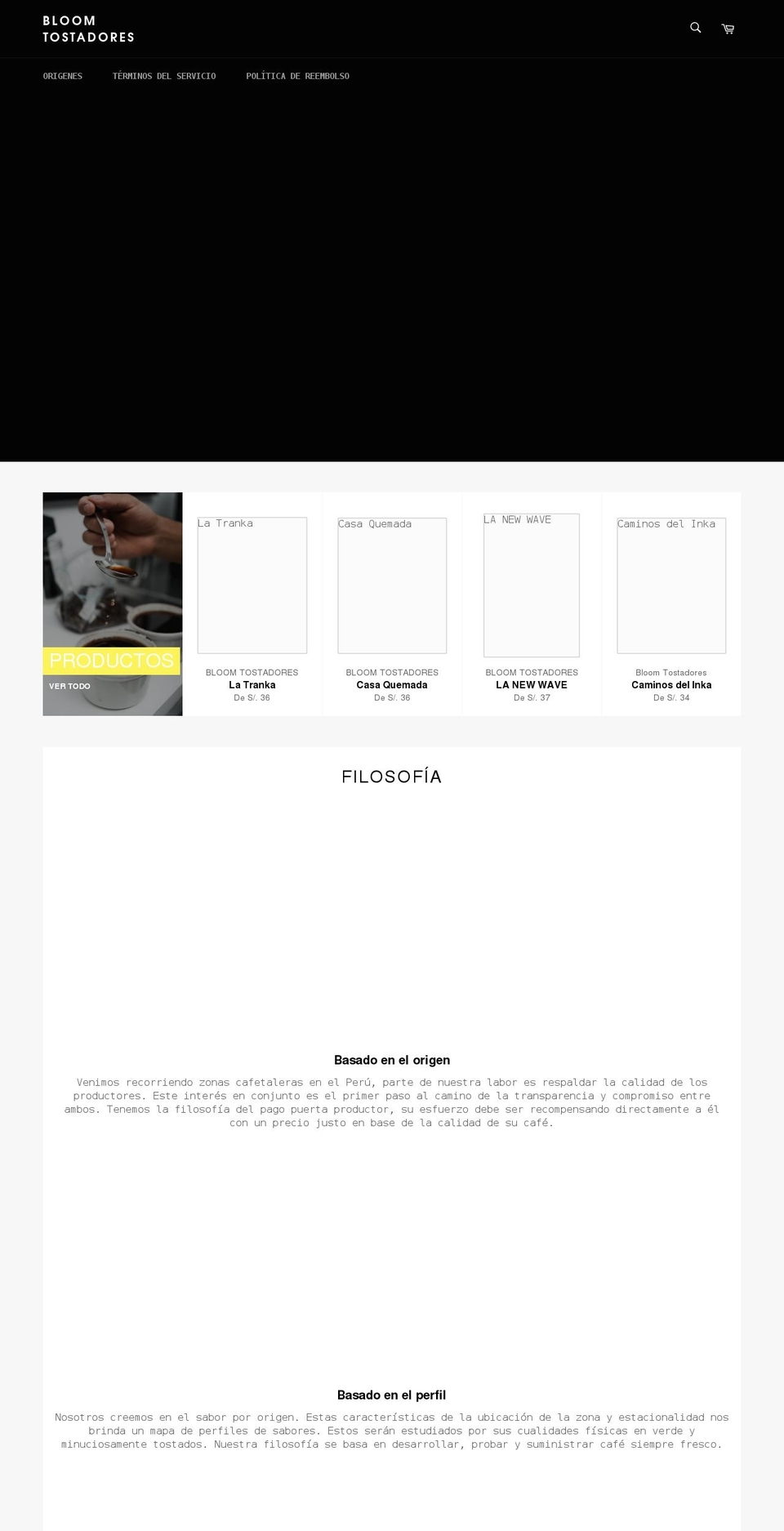 bloomtostadores.com shopify website screenshot