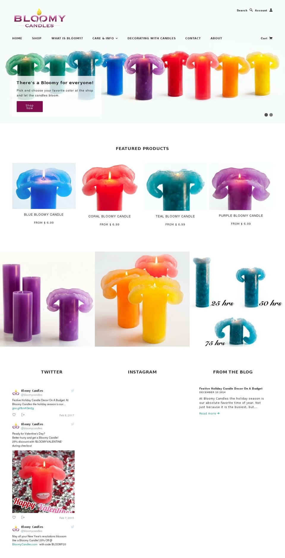 bloomycandle.com — Shopify storefront screenshot