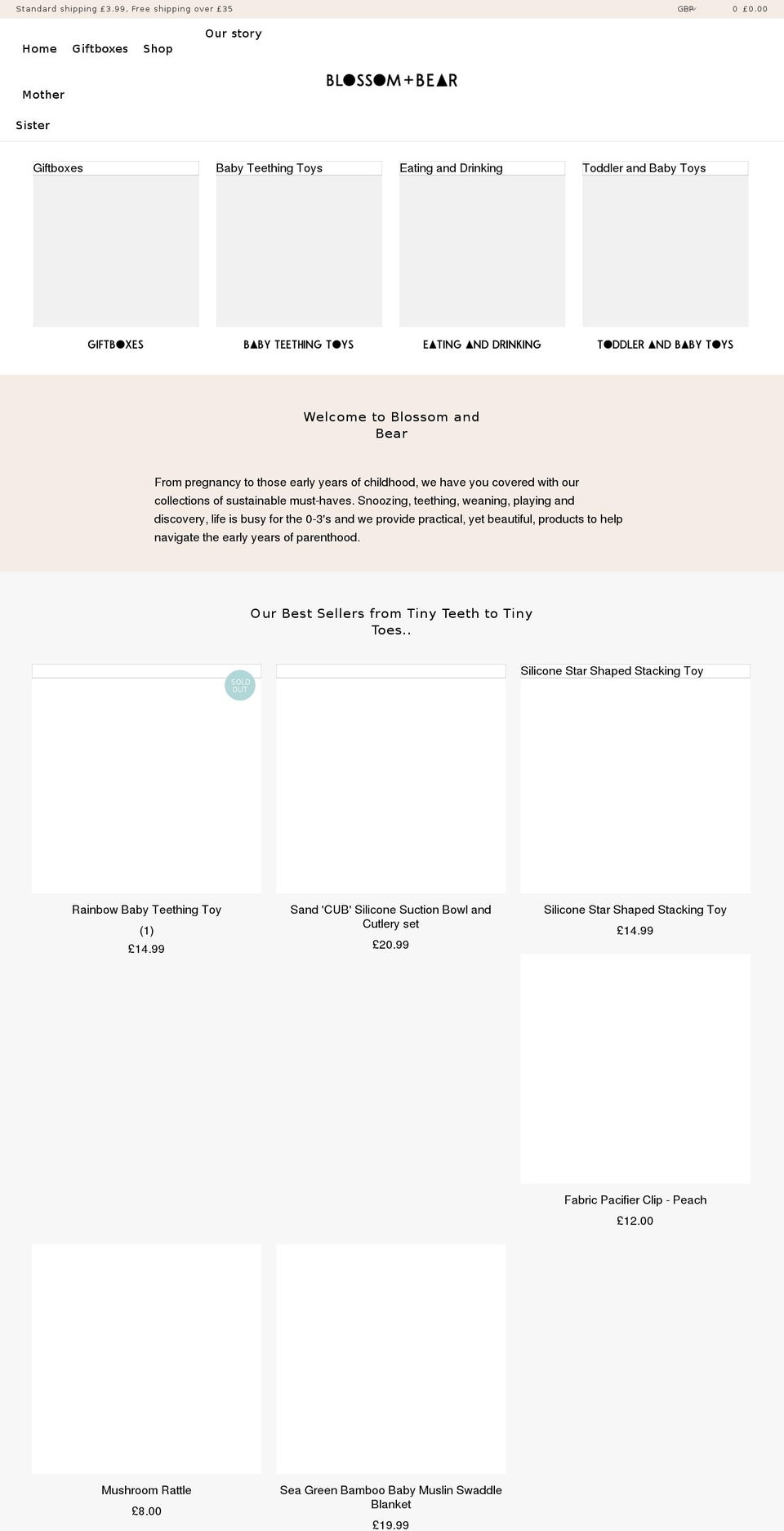 blossomandbear.com shopify website screenshot