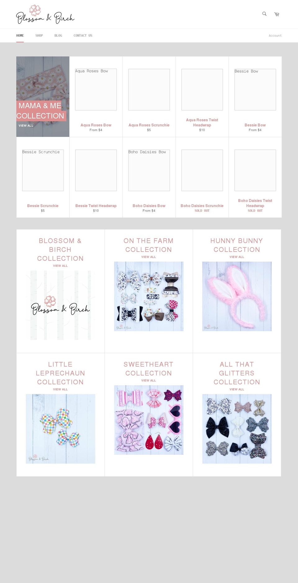 blossomandbirchshop.com shopify website screenshot