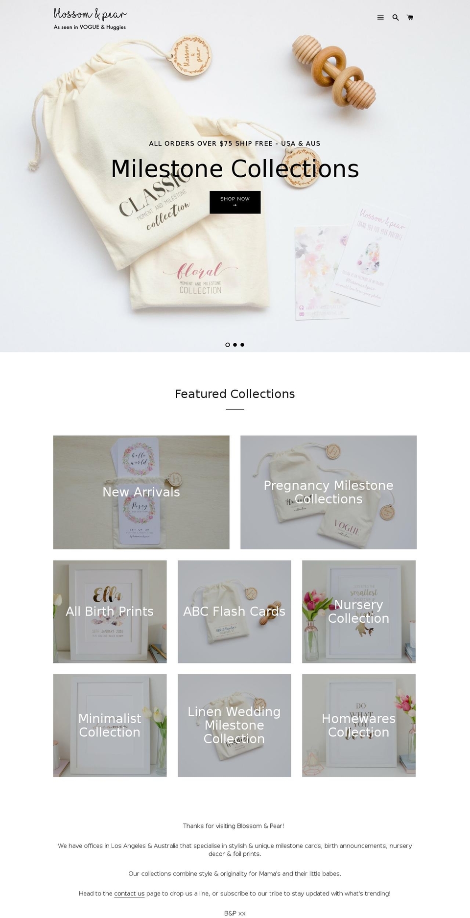 blossomandpear.com shopify website screenshot