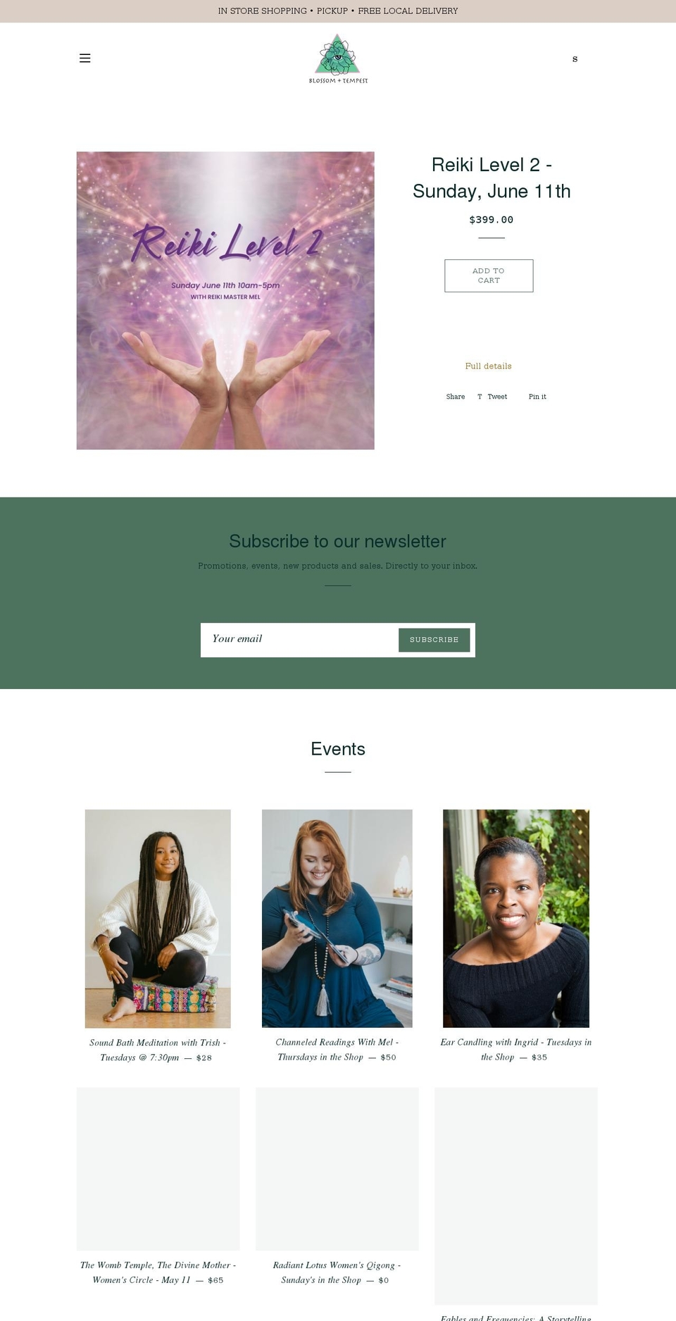 blossomandtempest.com shopify website screenshot