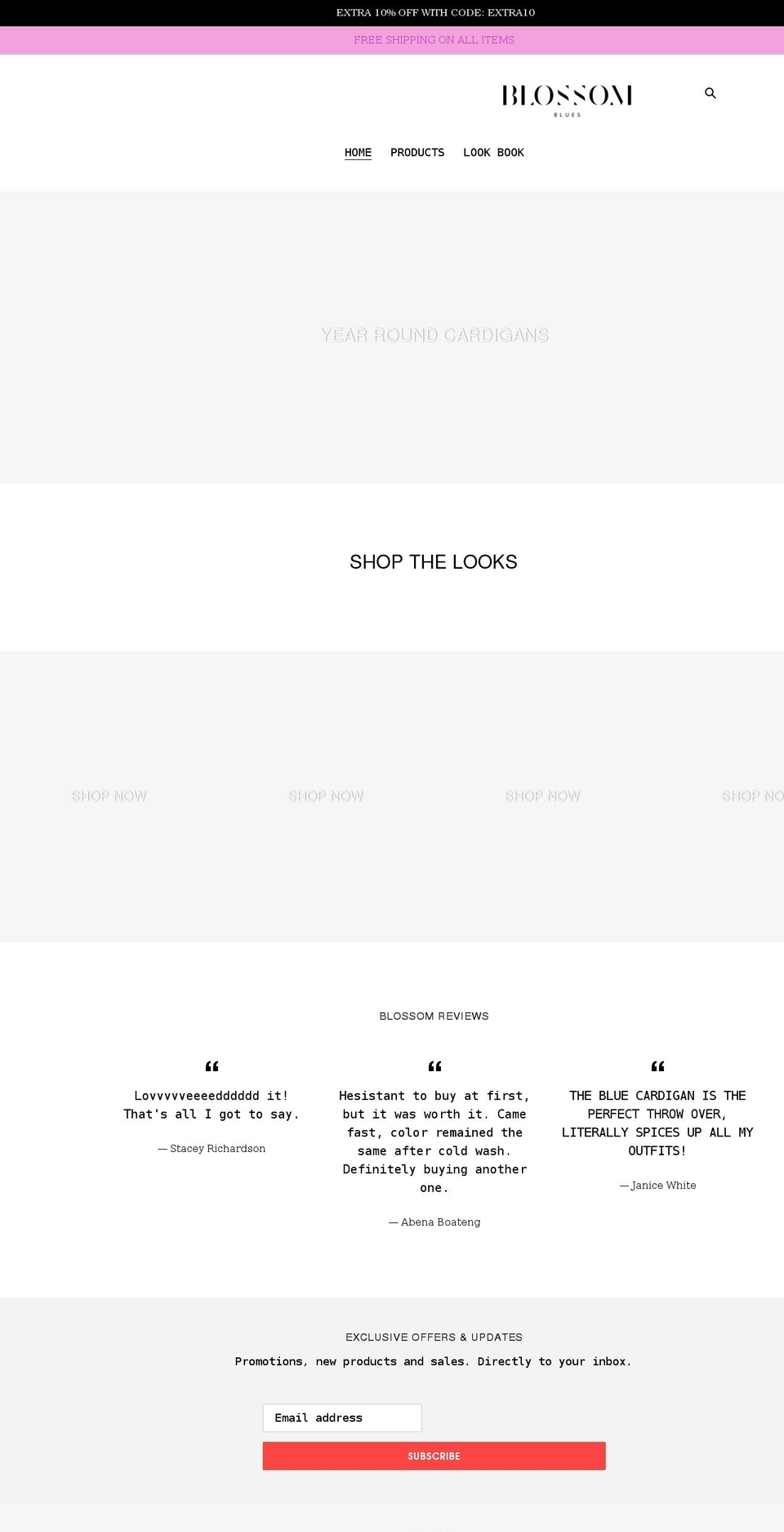 blossombluess.com shopify website screenshot