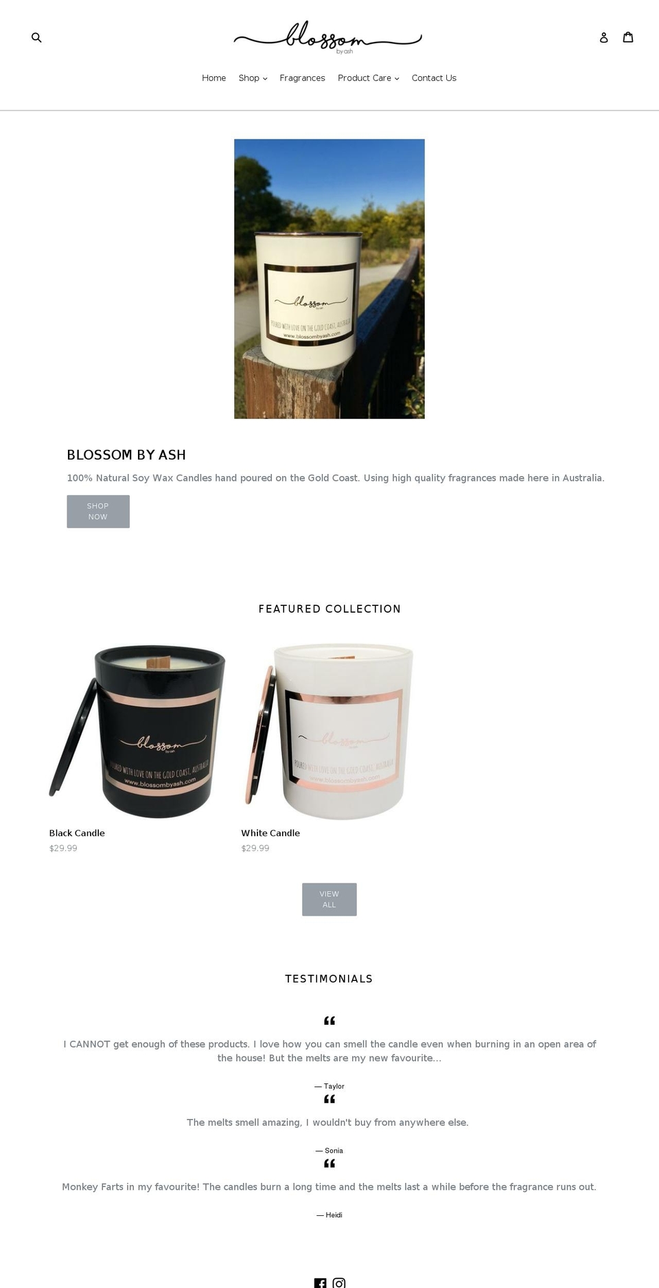 blossombyash.com — Shopify storefront screenshot