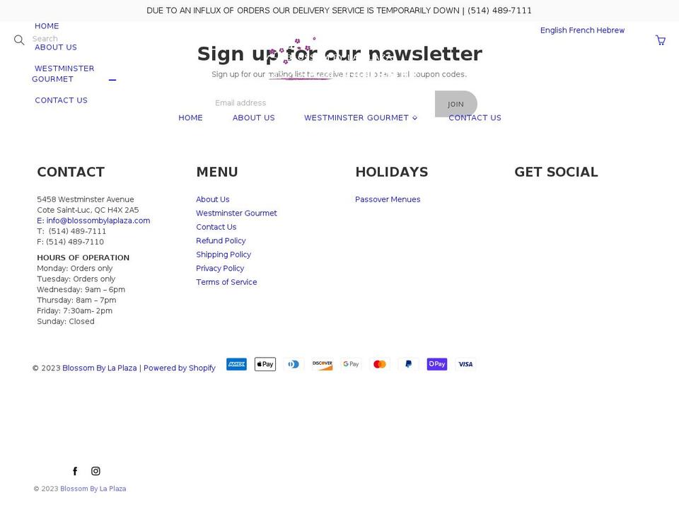 blossombylaplaza.com shopify website screenshot