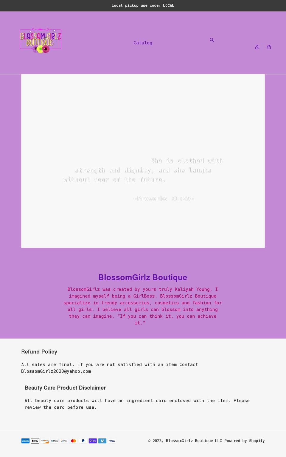 blossomgirlz.com shopify website screenshot