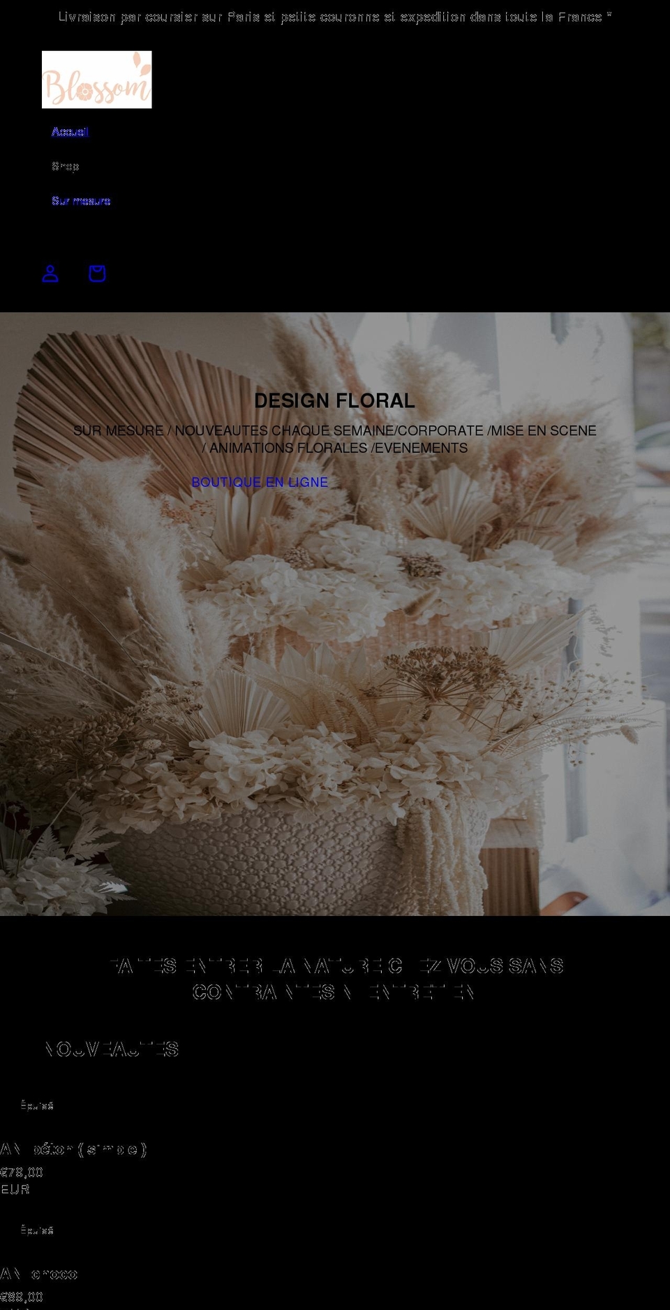 blossomlebouquet.com shopify website screenshot