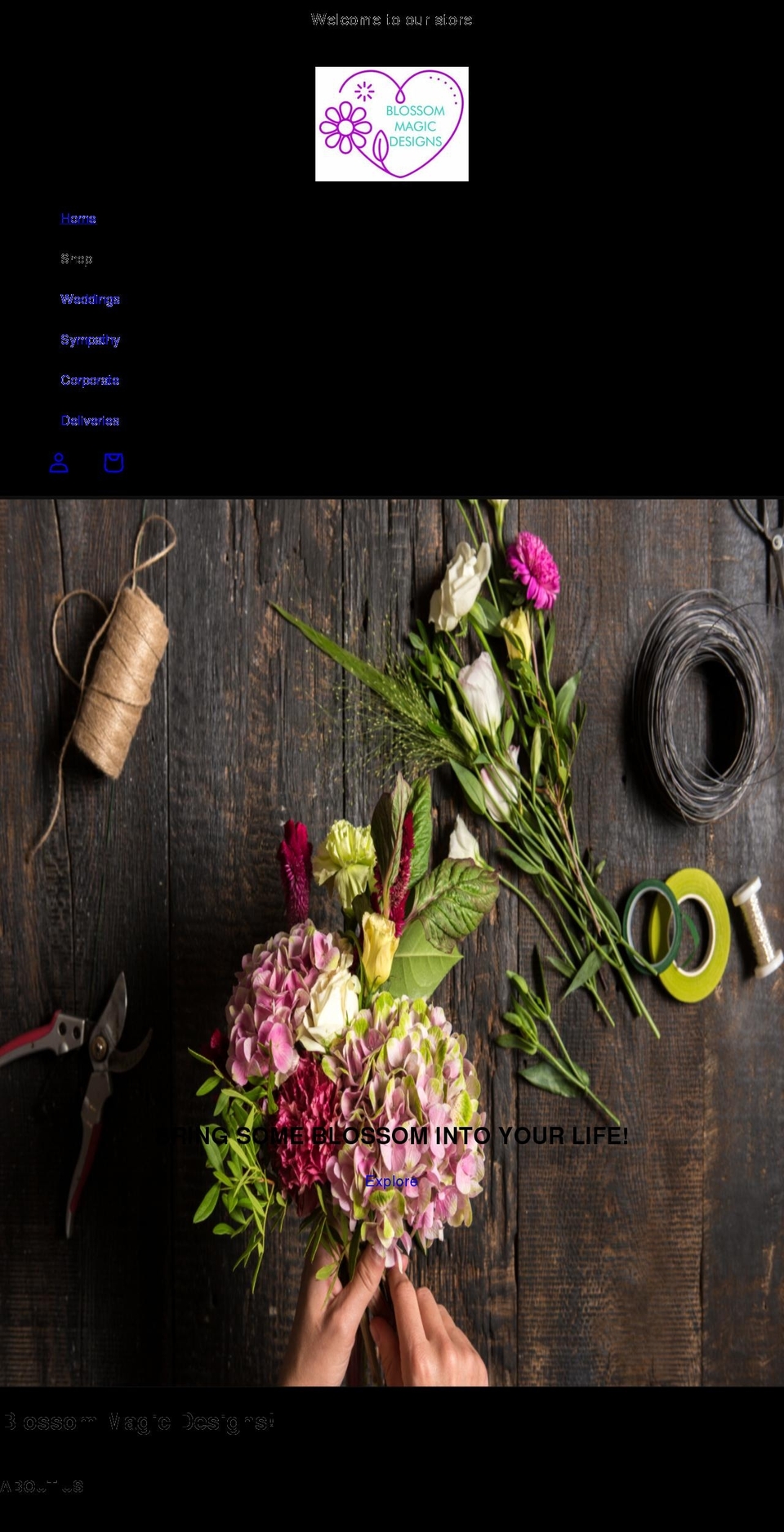 blossommagicdesigns.co.uk shopify website screenshot