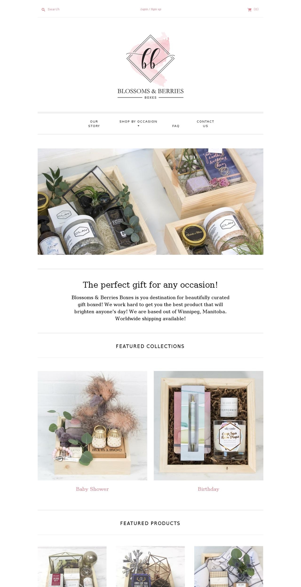 blossomsandberries.ca shopify website screenshot