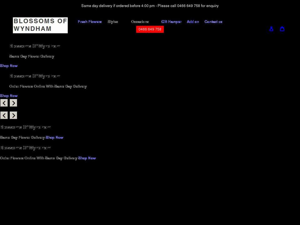 blossomsofwyndham.com shopify website screenshot