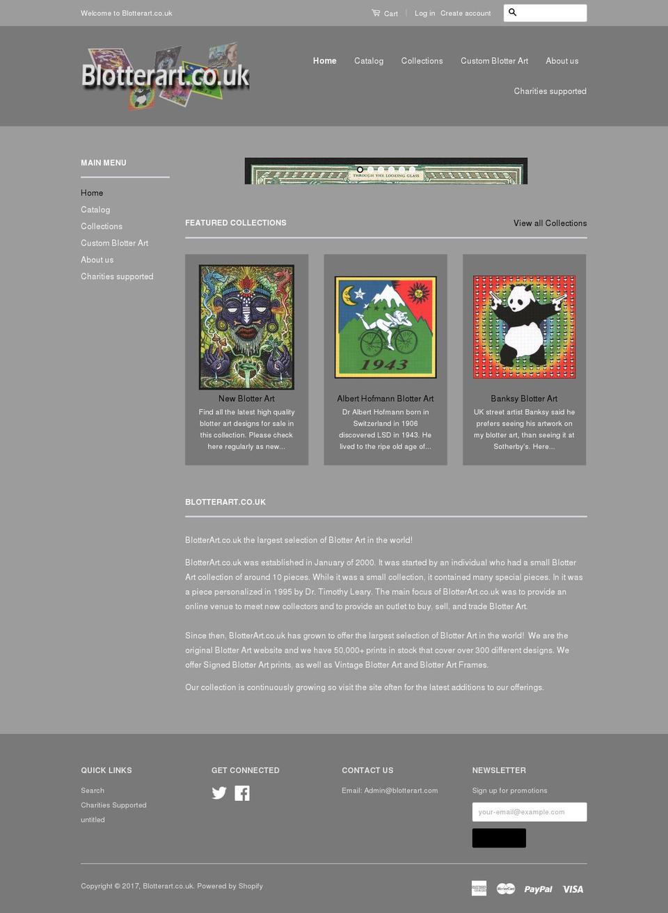 blotterart.biz shopify website screenshot