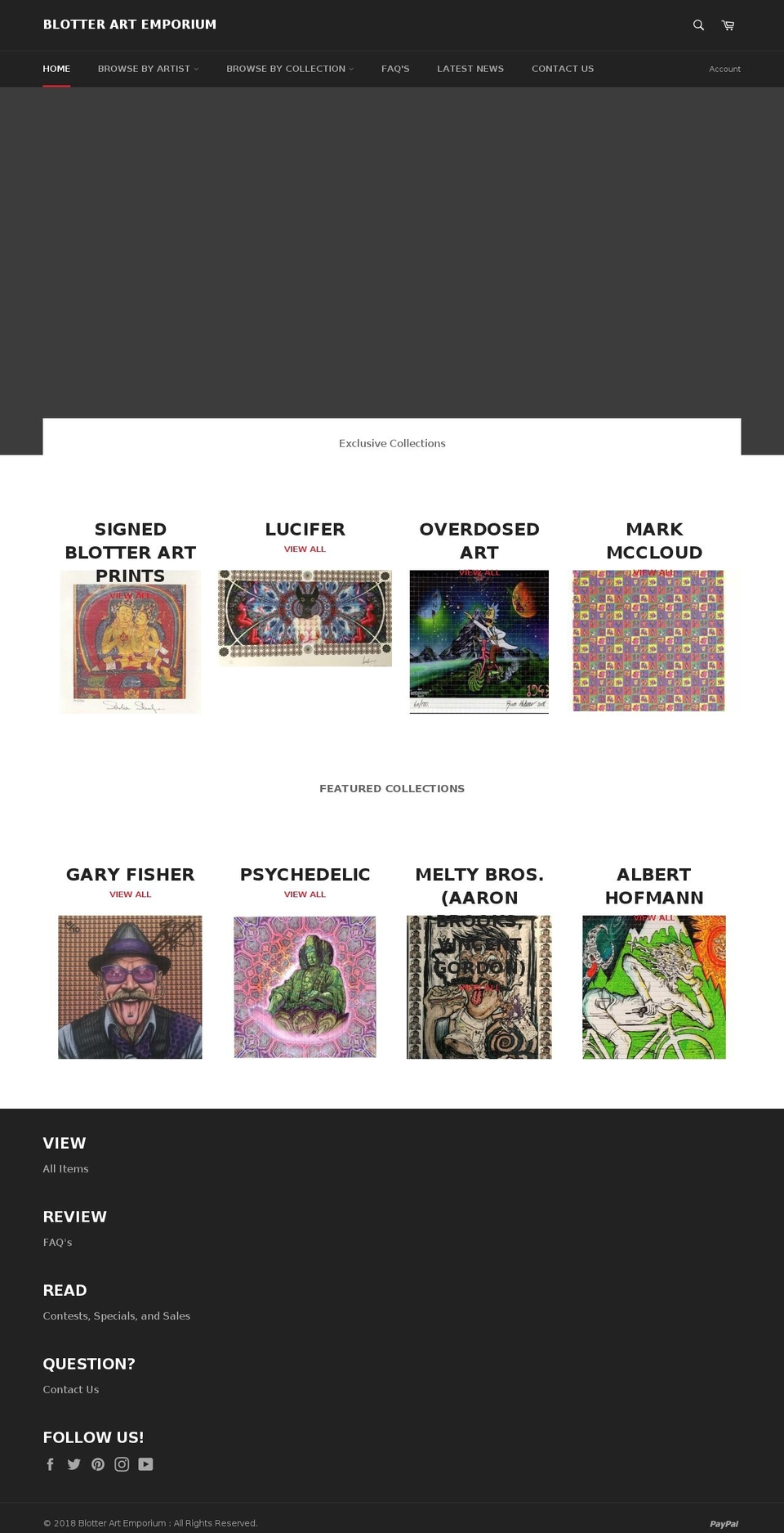 blotterartemporium.com — Shopify storefront screenshot