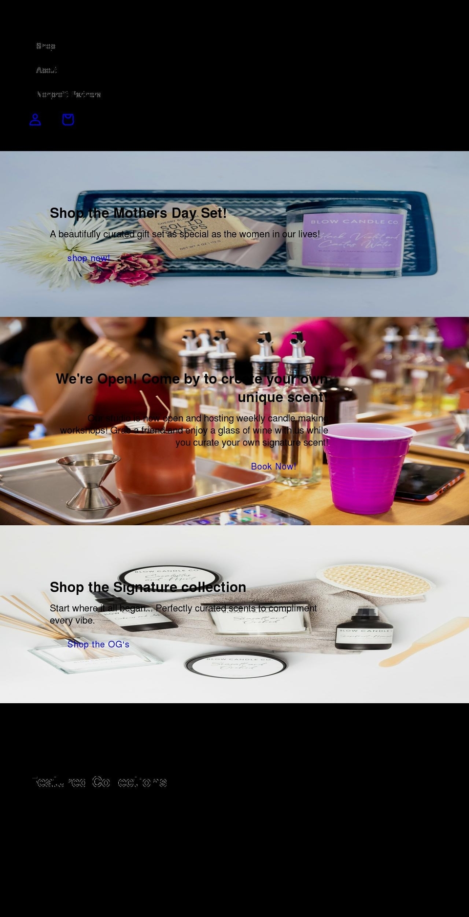 blowcandleco.com shopify website screenshot