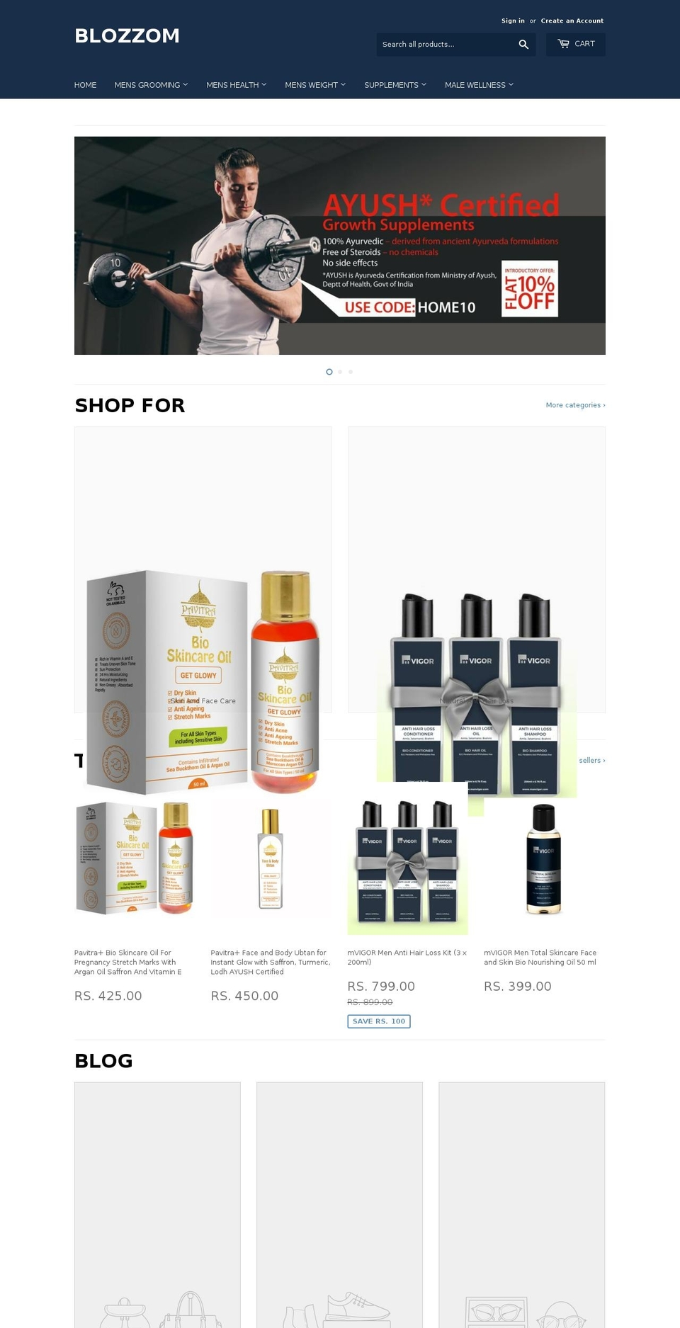 blozzom.in shopify website screenshot