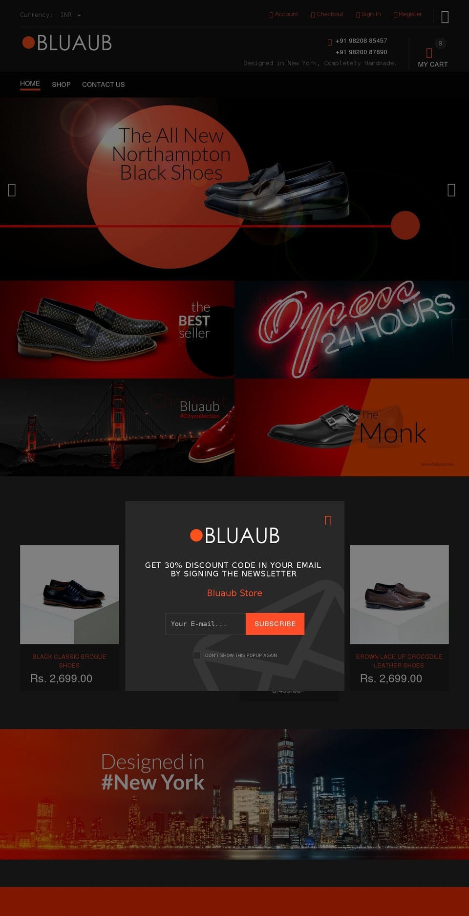 bluaub.com shopify website screenshot