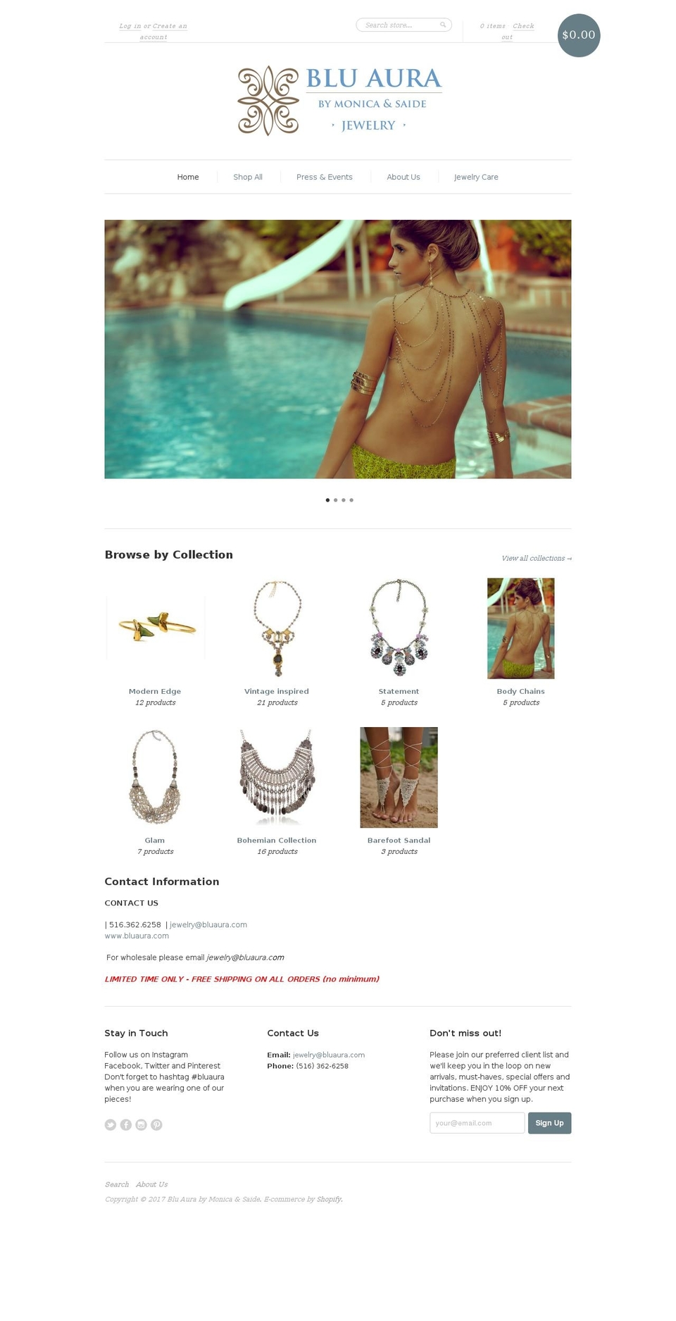 bluaura.com shopify website screenshot