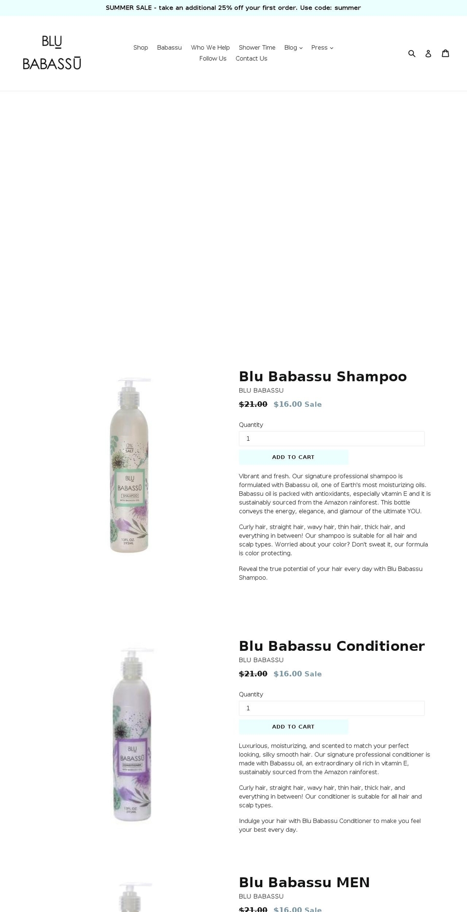 blubabassu.com shopify website screenshot