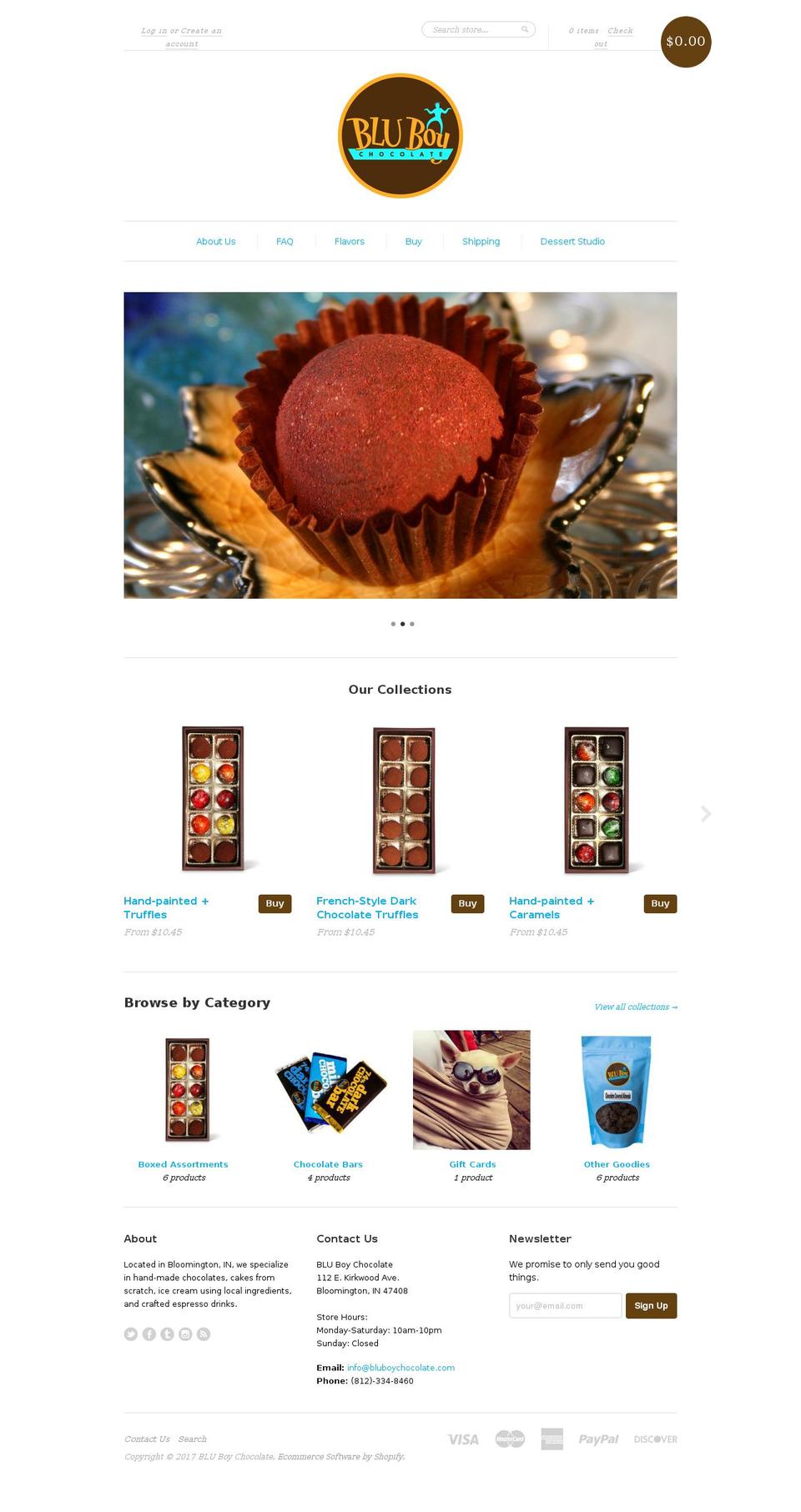 bluboychocolates.biz shopify website screenshot