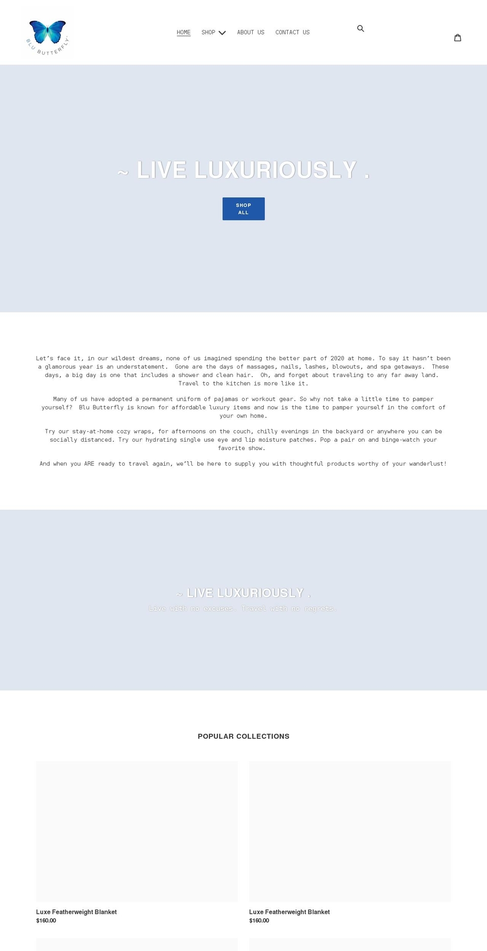 blubutterfly.com shopify website screenshot