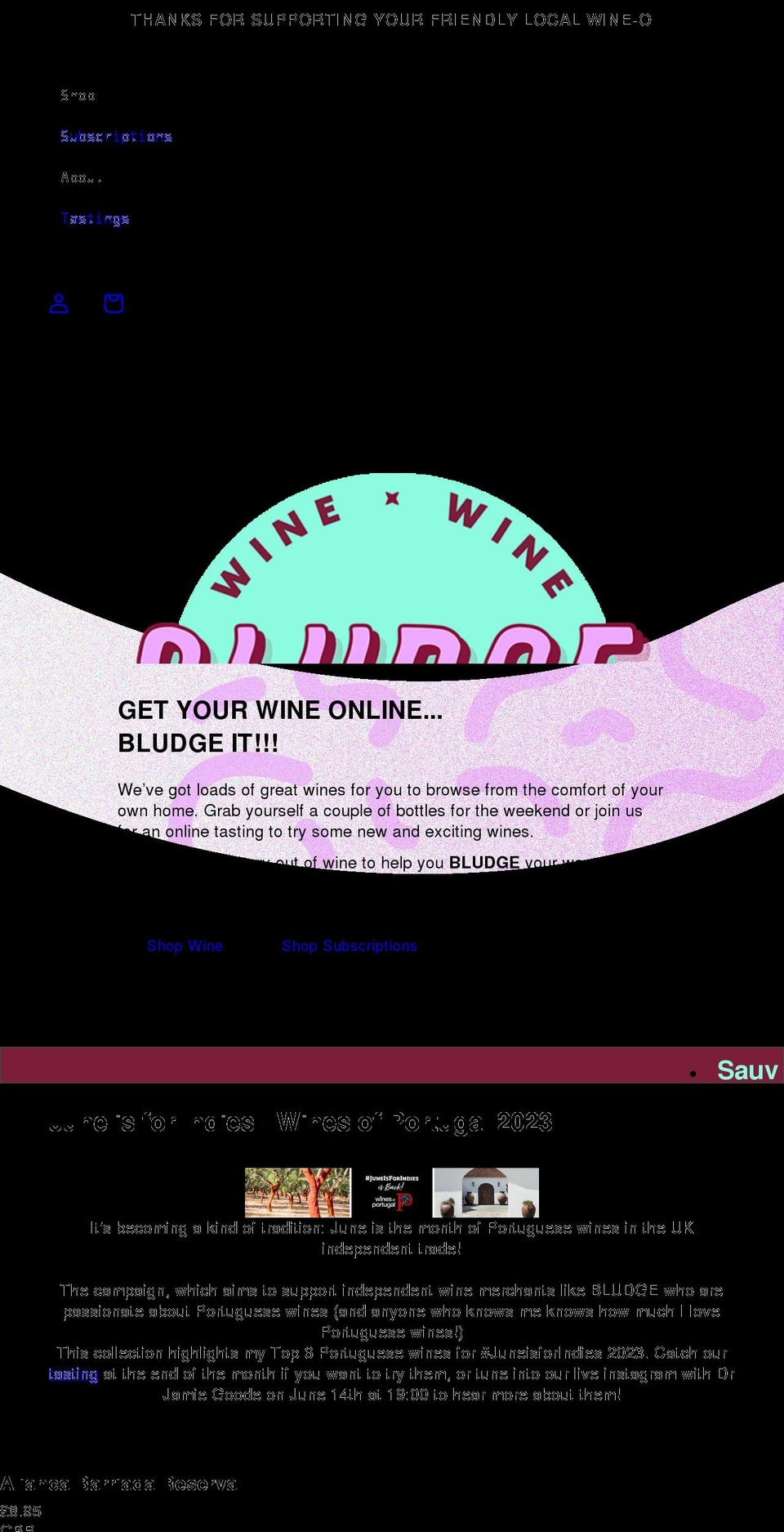 bludge.co.uk shopify website screenshot