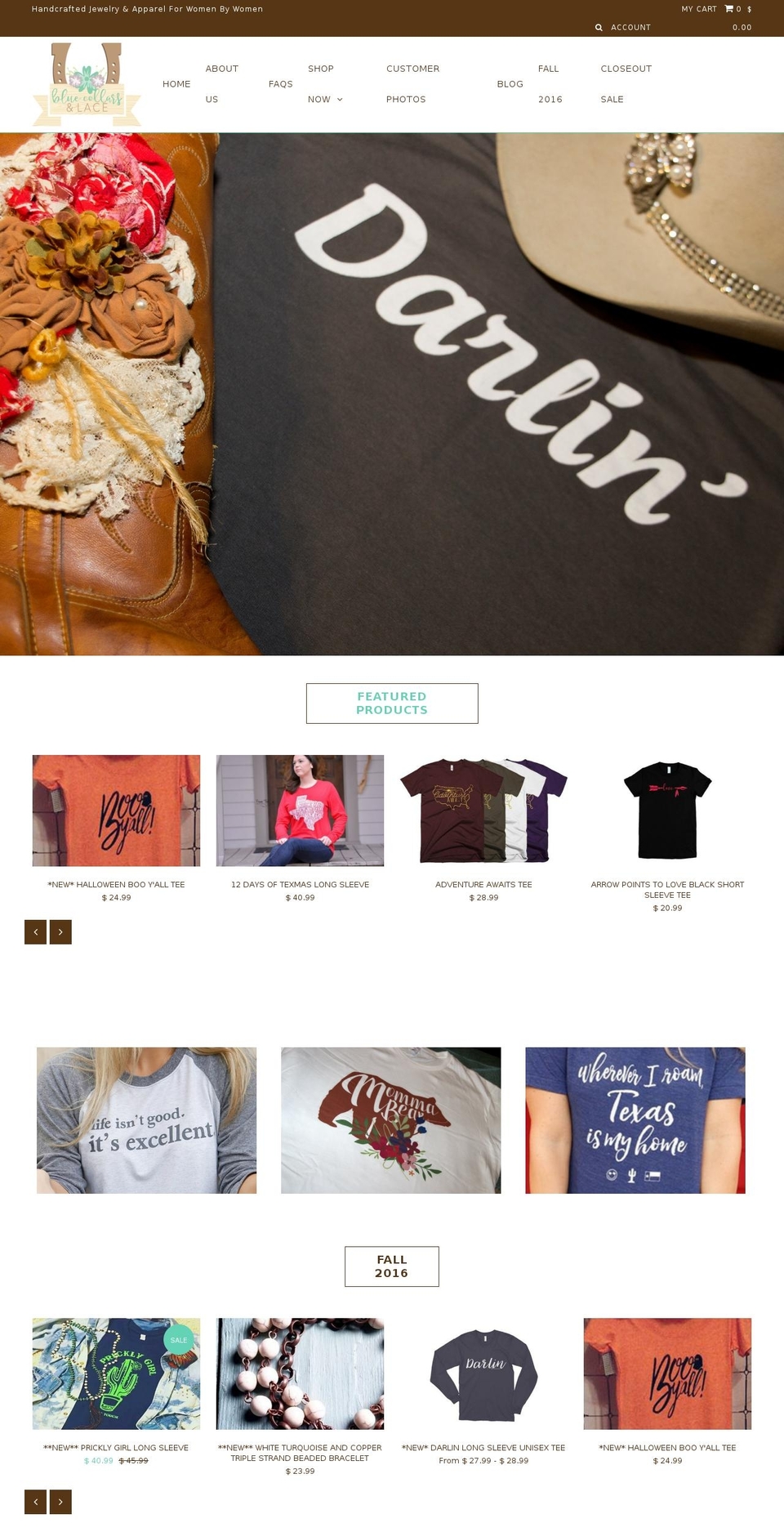 blue-collars-and-lace.com shopify website screenshot