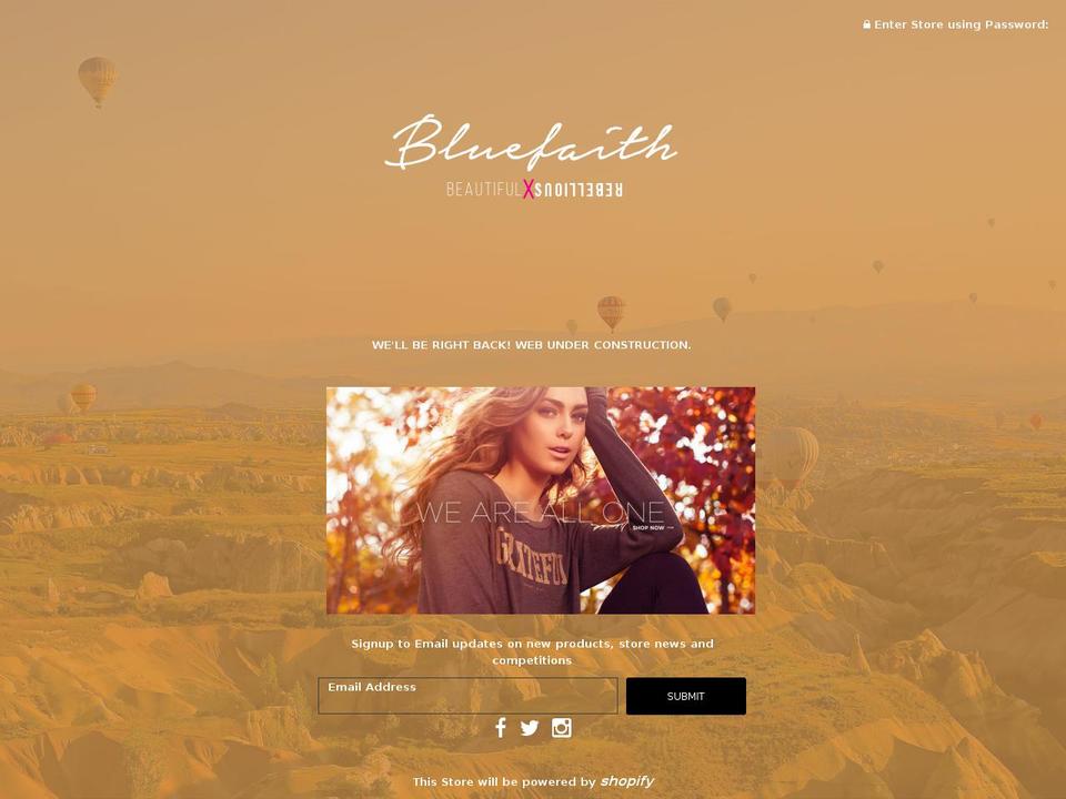 blue-faith.com shopify website screenshot