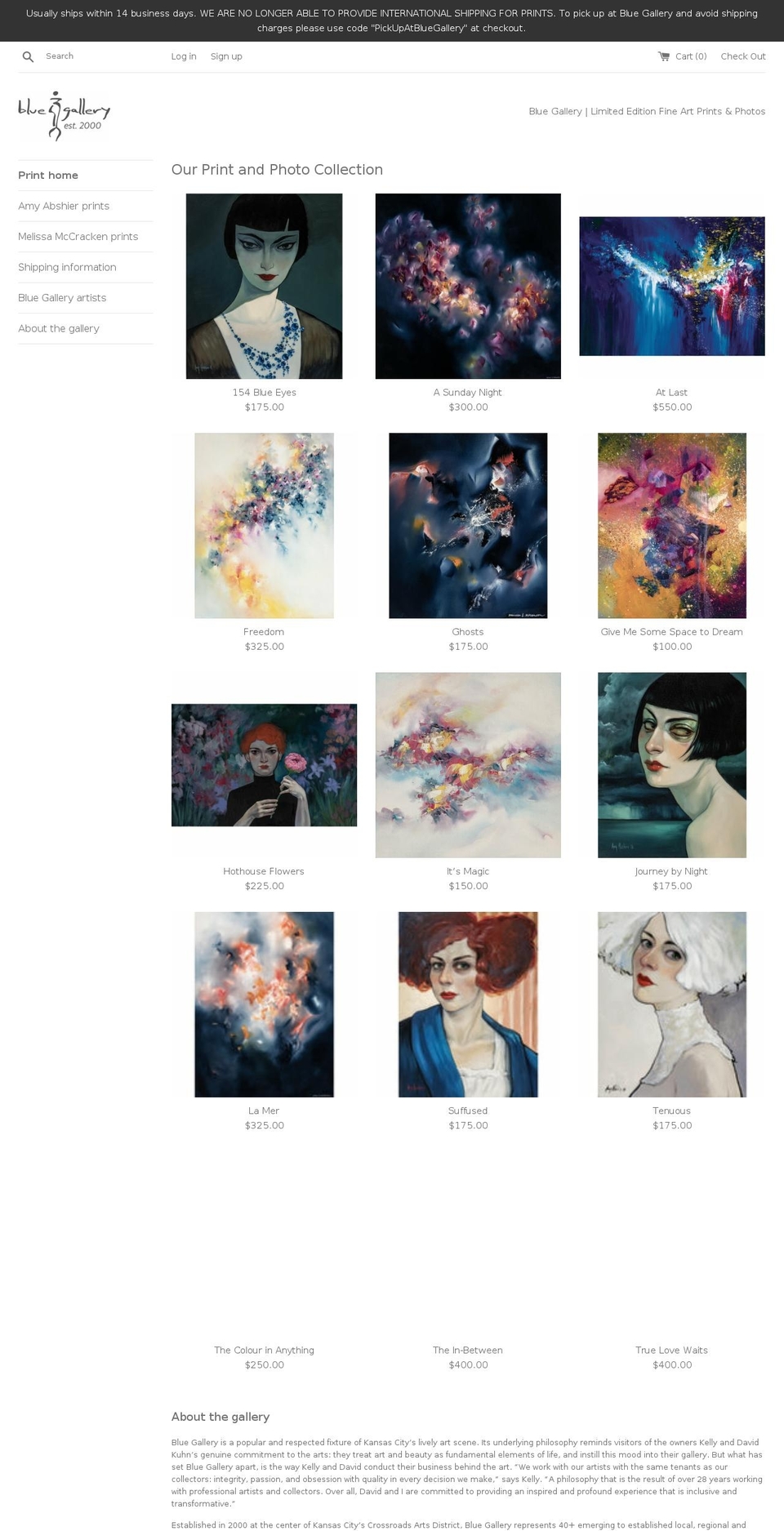 blue-gallery-kc.com — Shopify storefront screenshot