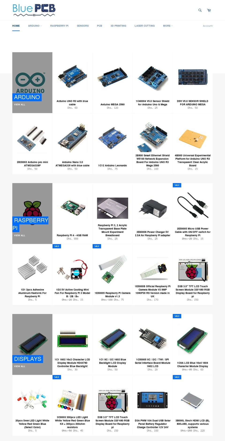 blue-pcb.com shopify website screenshot