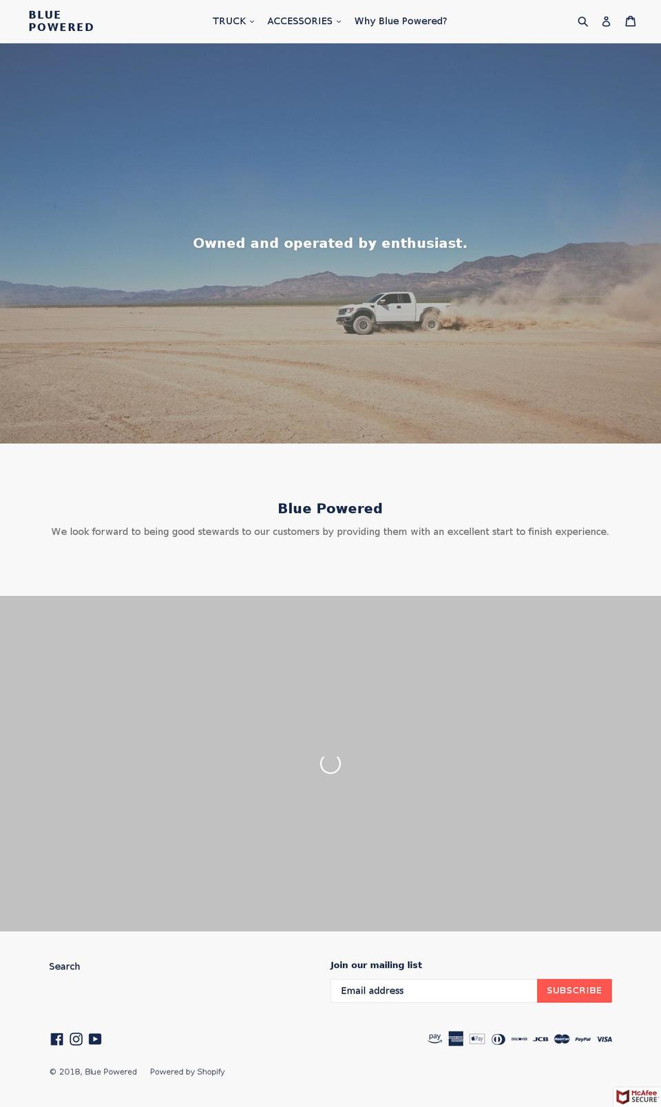blue-powered.com — Shopify storefront screenshot