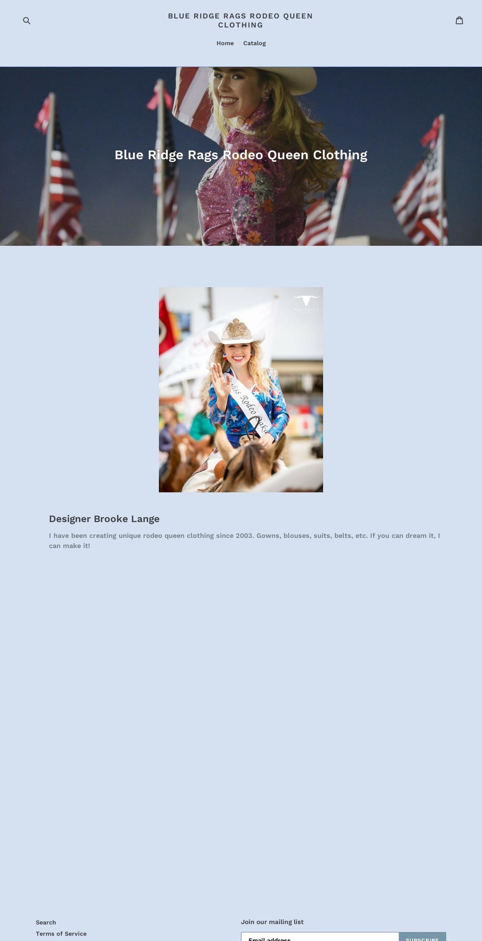 blue-ridge-rags-rodeo-queen-clothing.myshopify.com shopify website screenshot