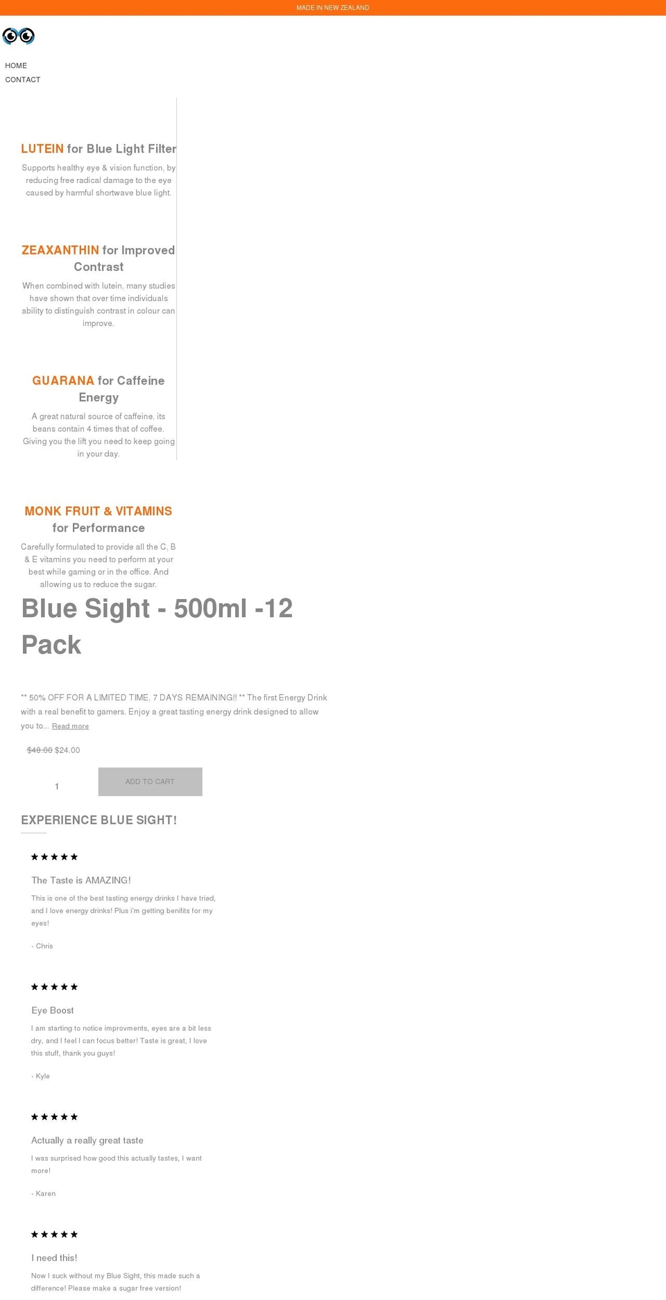 Unsen Shopify theme site example blue-sight.com