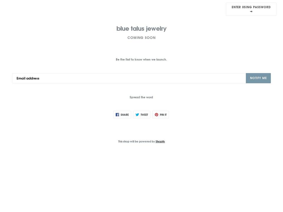 blue-talus-jewelry.com — Shopify storefront screenshot