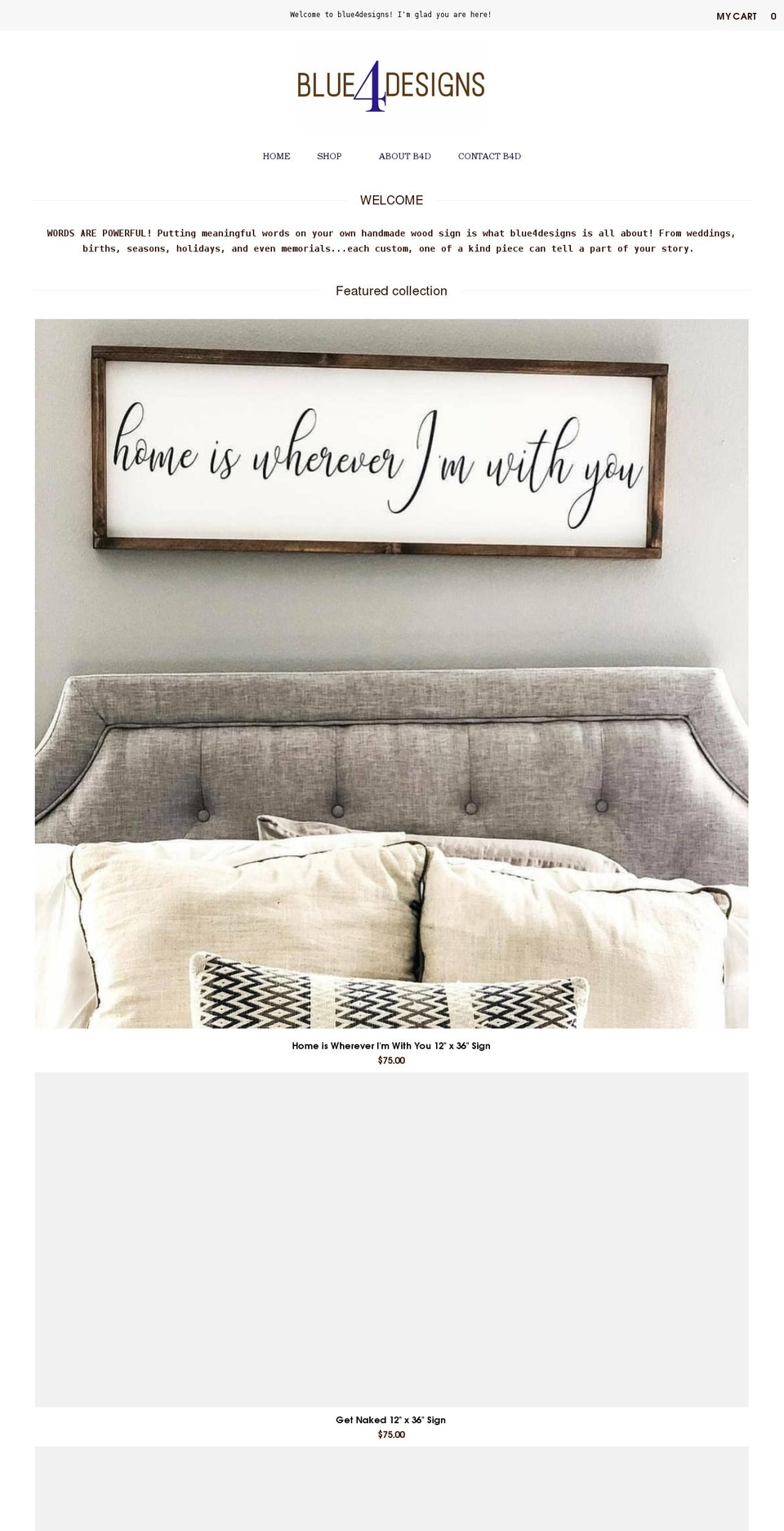 blue4designs.com shopify website screenshot