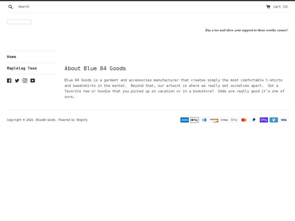 blue84goods.com shopify website screenshot