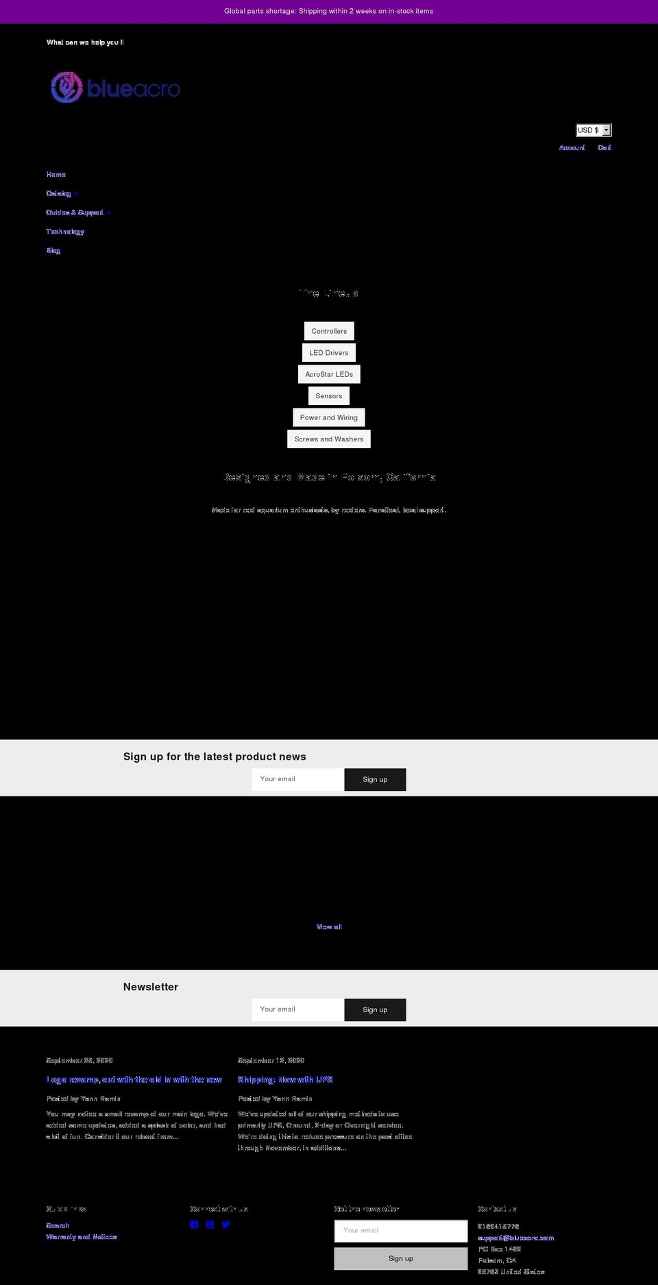 blueacro.com shopify website screenshot