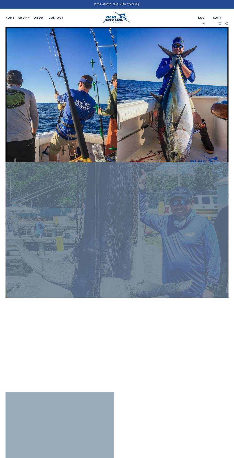 blueactiontackle.com shopify website screenshot
