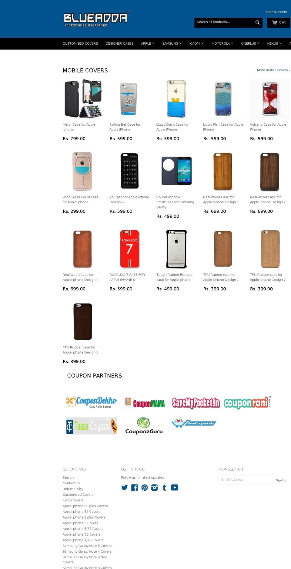 blueadda.myshopify.com — Shopify storefront screenshot
