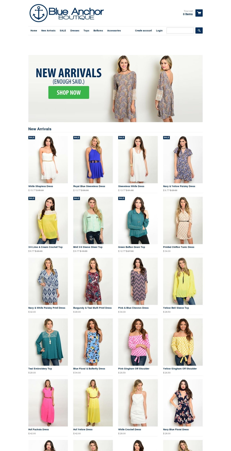 blueanchorboutique.com shopify website screenshot
