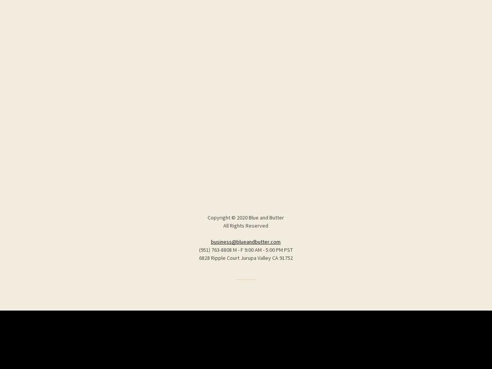 blueandbutter.com — Shopify storefront screenshot
