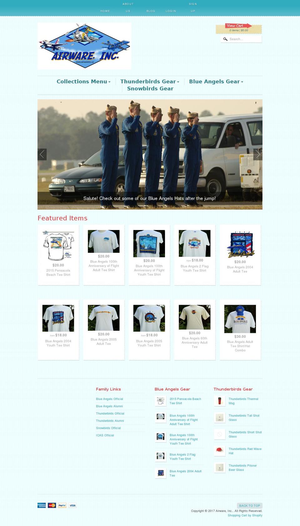 blueangelsgear.com shopify website screenshot