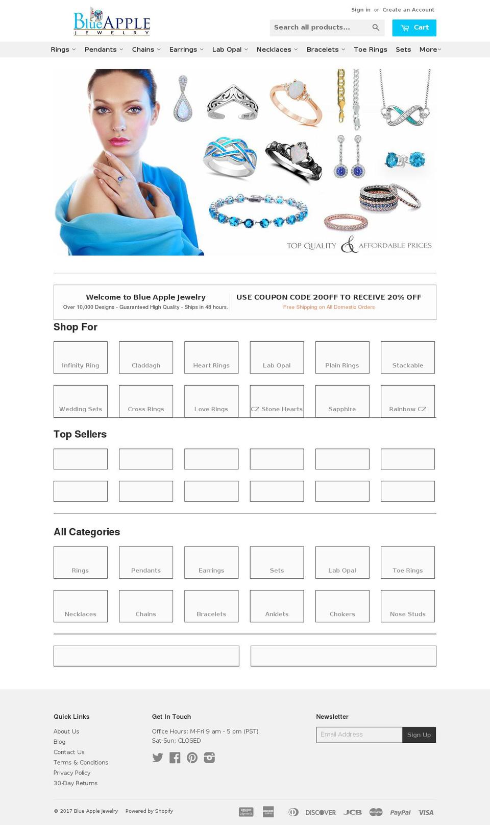 blueapplejewelryco.com shopify website screenshot