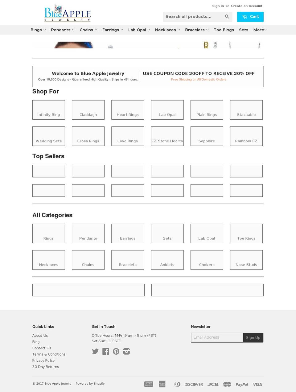 blueapplejewelryinc.com shopify website screenshot