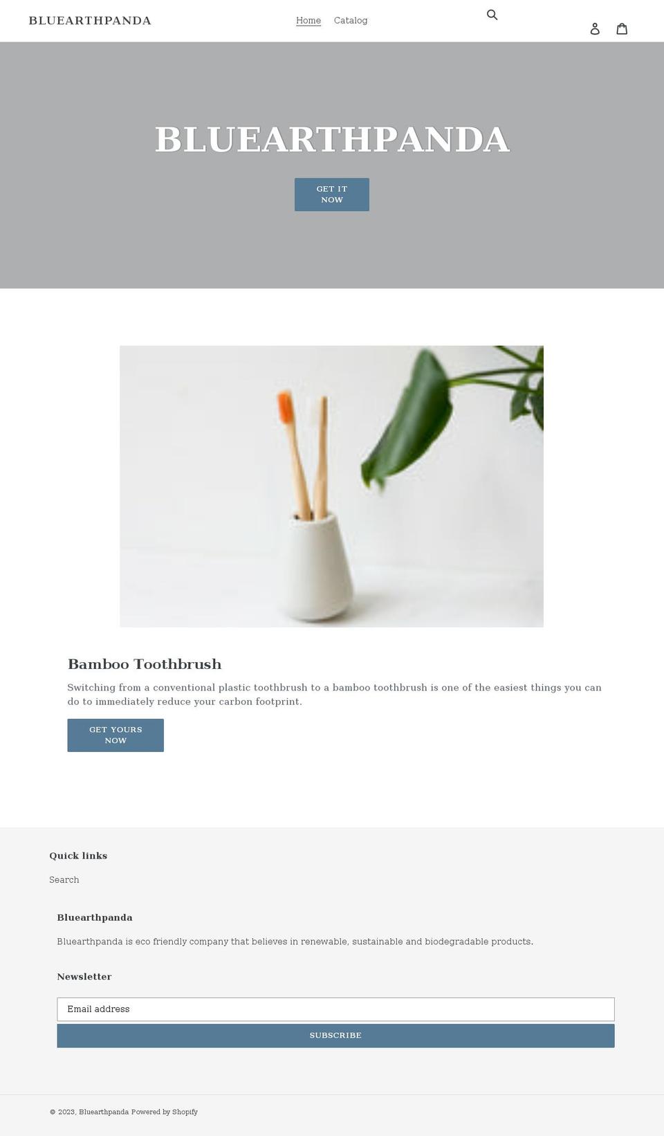 bluearthpanda.com shopify website screenshot
