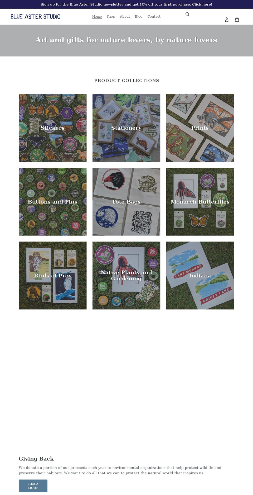 blueasterstudio.com shopify website screenshot