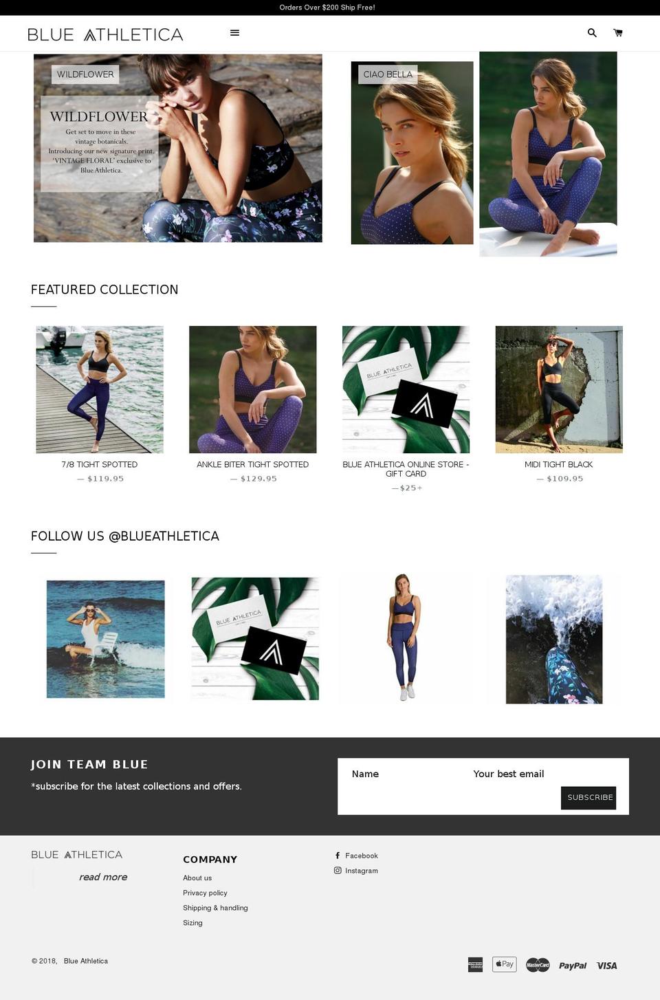 blueathletica.com.au shopify website screenshot