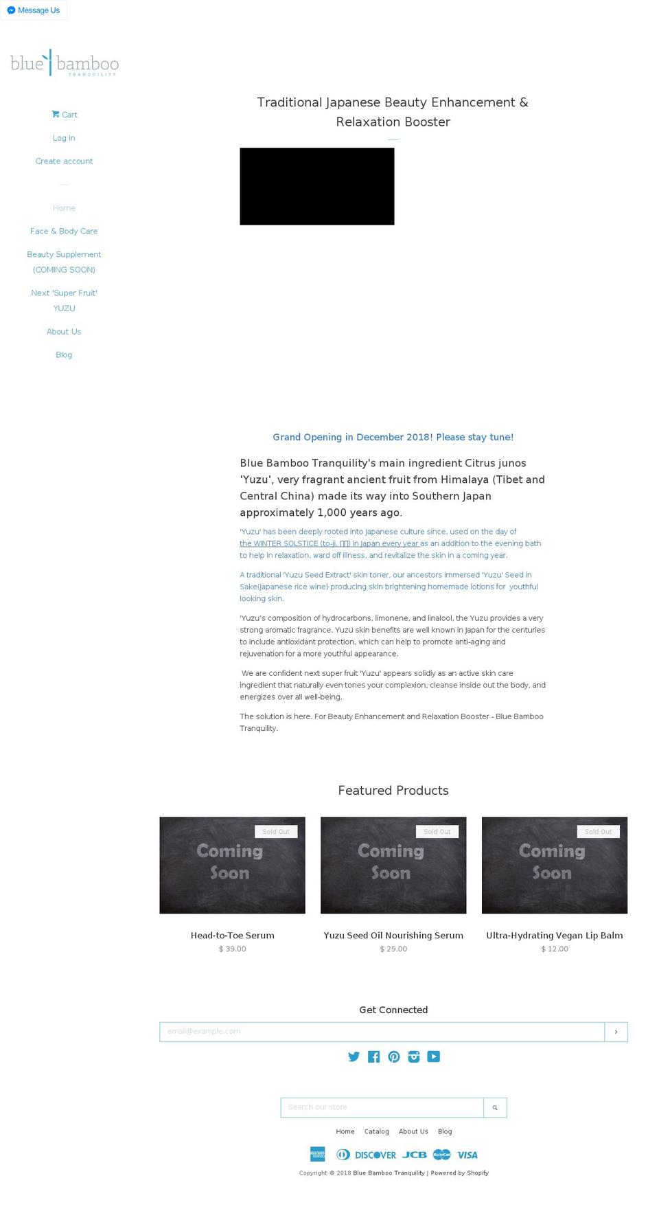 bluebambootranquility.com — Shopify storefront screenshot