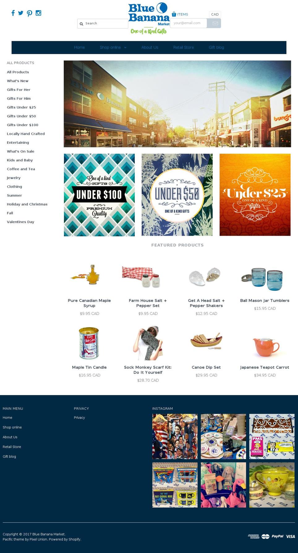 bluebananamarket.com shopify website screenshot