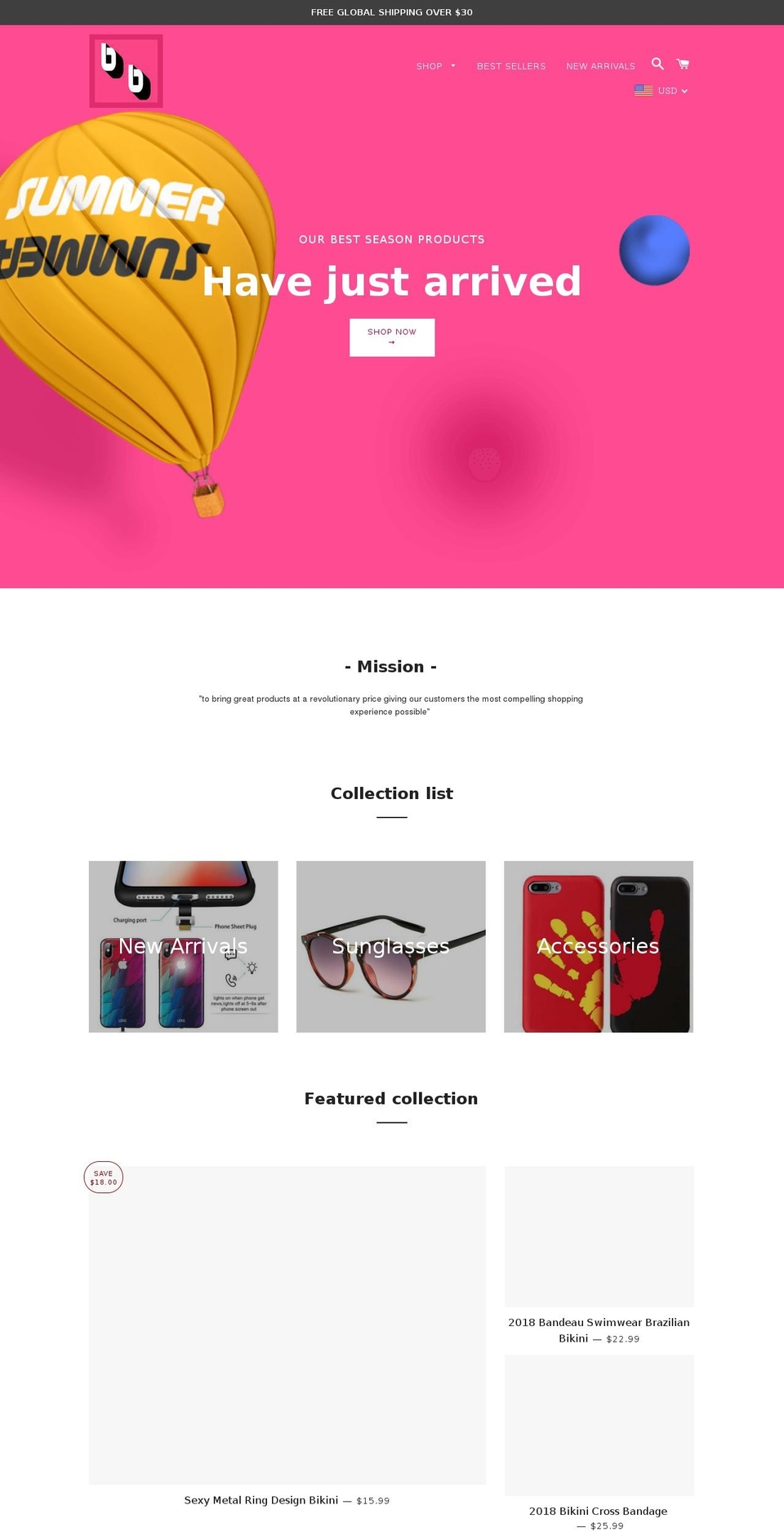 bluebaybeach.com — Shopify storefront screenshot