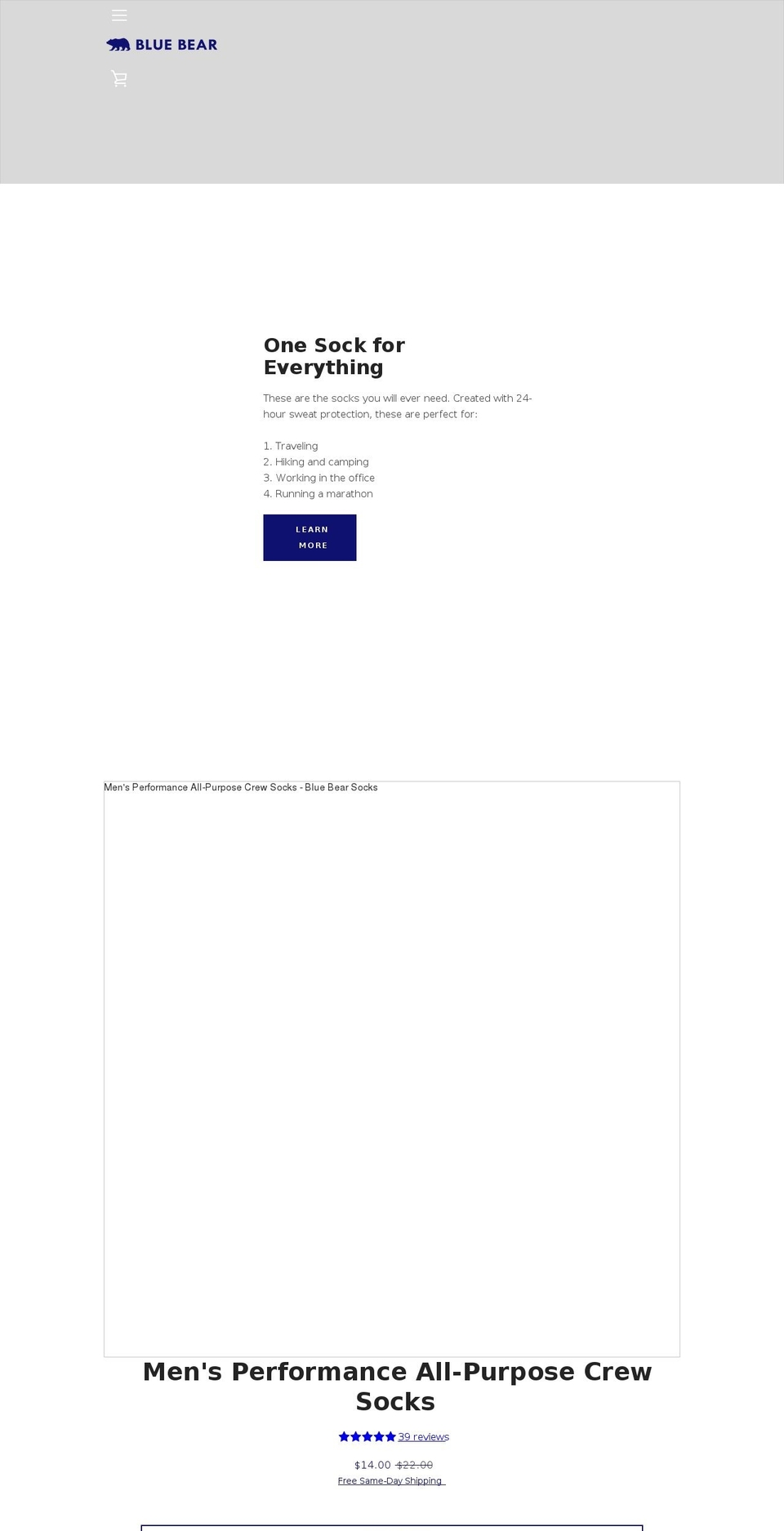 bluebearsocks.com shopify website screenshot